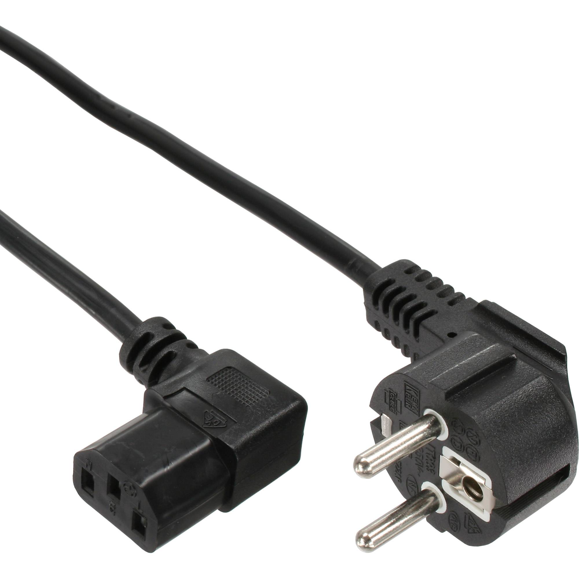 InLine® Netzkabel, Schutzkontakt gew. auf Kaltgerätest. C13 rechts abgew., 1m-5