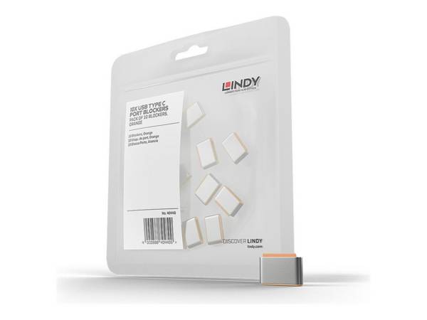 Lindy 40440 USB Typ C Port Schloss, orange, 10 Stück