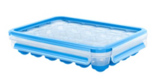 EMSA 514549 CLIP & CLOSE Eiswürfelbox, 5145, Eiswürfelbehälter, Blau, Transparent, Polypropylen (PP), Thermoplastisches