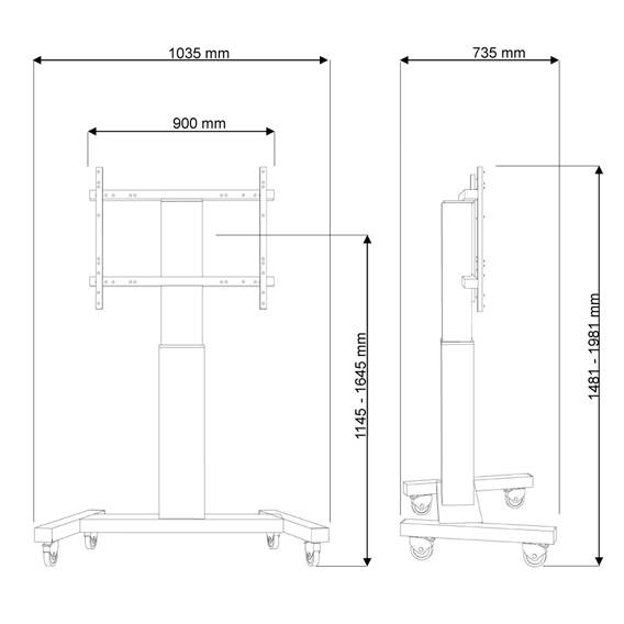 Neomounts PLASMA-M2250 - Wagen - motorisiert - für Flachbildschirm - Schwarz - Bildschirmgröße: 106.7-254 cm (42"-100")-1