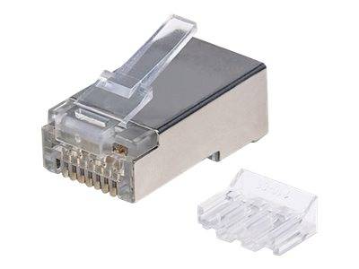 Intellinet 90er-Pack Cat6A RJ45-Modularstecker, STP, 3-Punkt-Aderkontaktierung, für Massivdraht, 90 Stecker im Becher --0