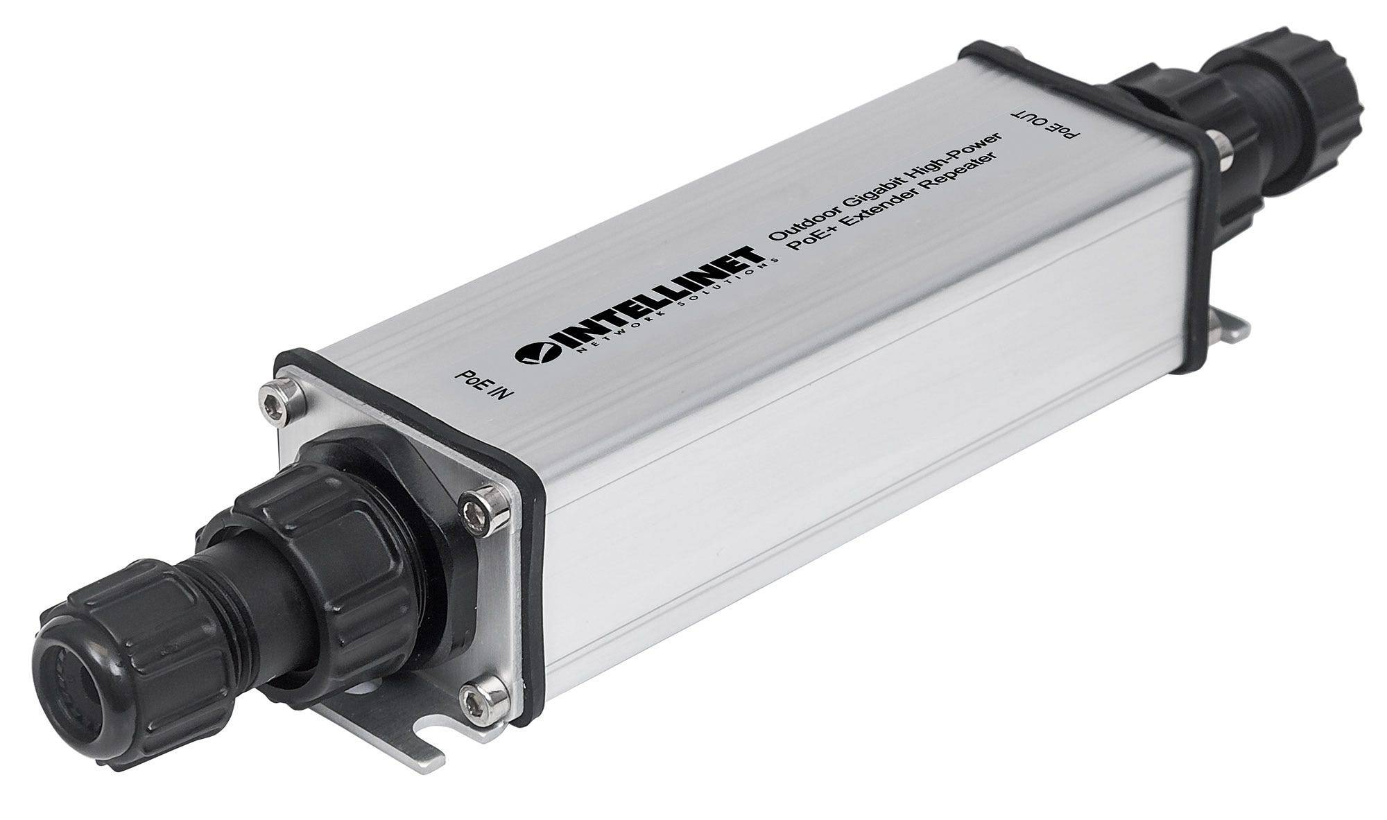 Intellinet Outdoor Gigabit PoE+ Extender IEEE 802.3at/af um bis zu 100 Meter Metall IP65 PoE Extender 10 / 100 / 1000 MB-8