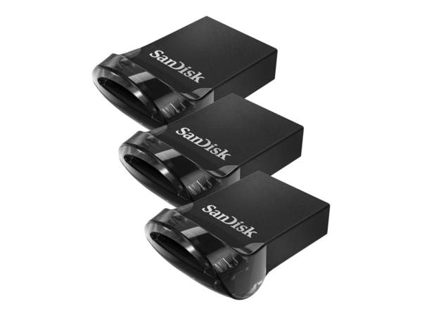WD - SanDisk Ultra Fit - USB-Flash-Laufwerk - 32 GB - USB 3.1 - Schwarz (Packung mit 3)