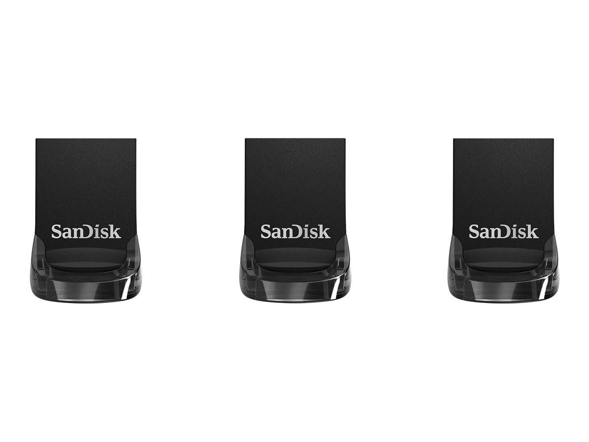 WD - SanDisk Ultra Fit - USB-Flash-Laufwerk - 32 GB - USB 3.1 - Schwarz (Packung mit 3)-4