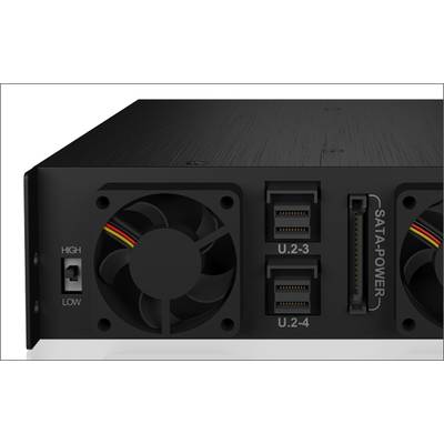 IB-2242U2K, Back Plane, 4x 2,5" (6-15 mm high) U.2/SAS/SATA in 1x 5,25" bay, Schloss, 2x 4cm fan, schwarz-1