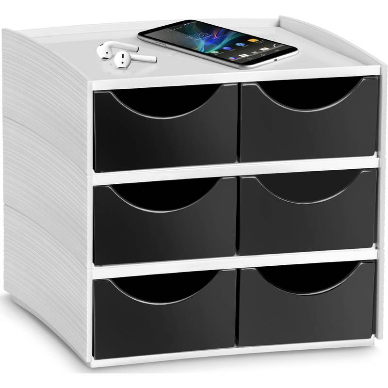 Aufbewahrungsbox Mycube 6 kleine Schubfächer schwarz/grau