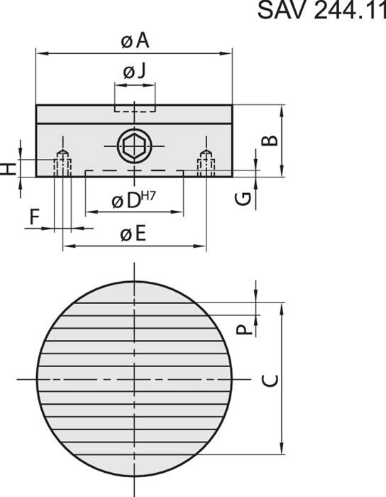 Permanentrundmagnet Polplatten-D.200mm m.Parallelpolteilung 120 N/cm² SAV-2