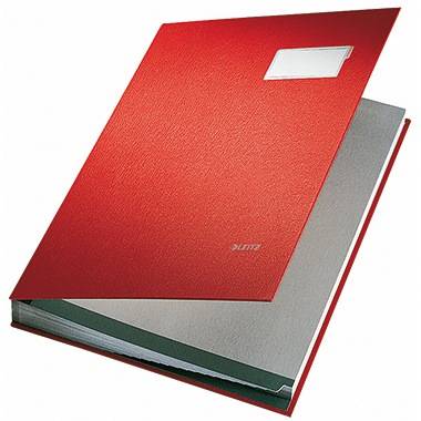 Leitz Unterschriftsmappe 57010025 DIN A4 10 Fächer Graupappe rot-0
