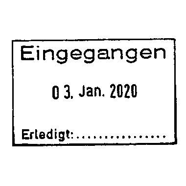 Symbolbild für Datumstempel mit Textplatte eingegangen/erledigt