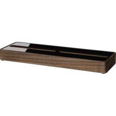 Visitenkarten-Aufsteller Walnuss Holz/Acryl 60 Karten max. 90x60mm-0