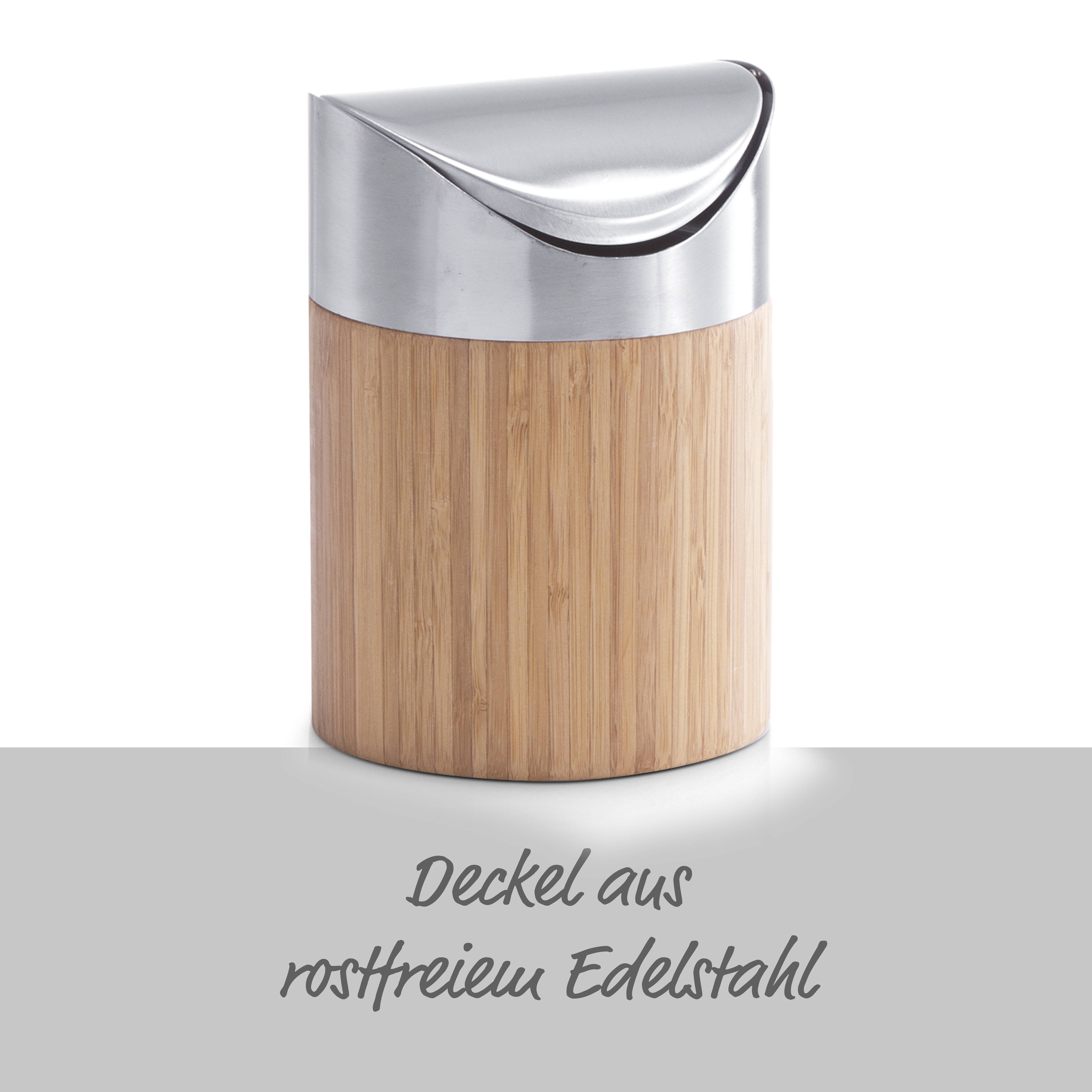Tischabfalleimer, Bambus/Edelstahl ca. Ø 12 x 17 cm-4