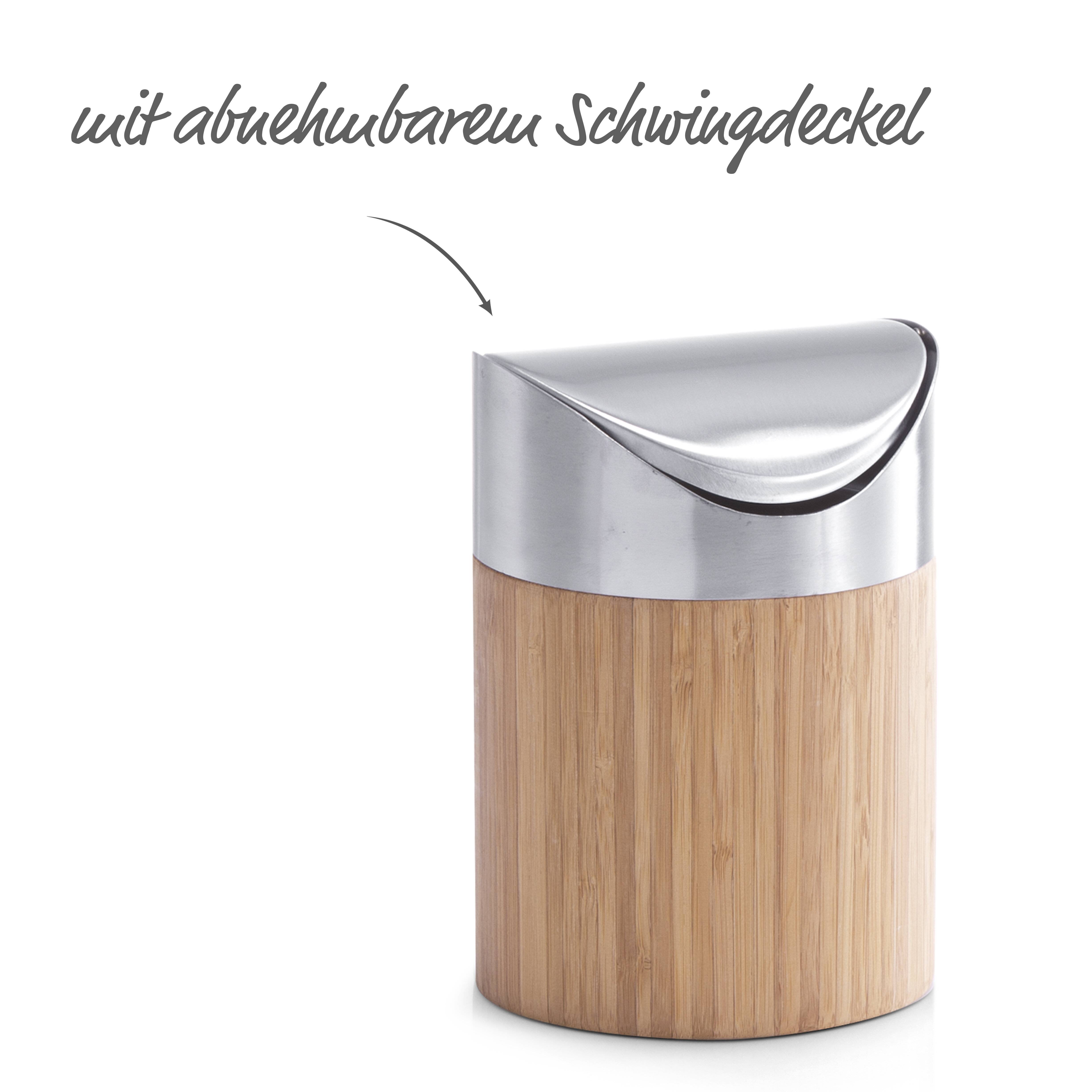Tischabfalleimer, Bambus/Edelstahl ca. Ø 12 x 17 cm-5