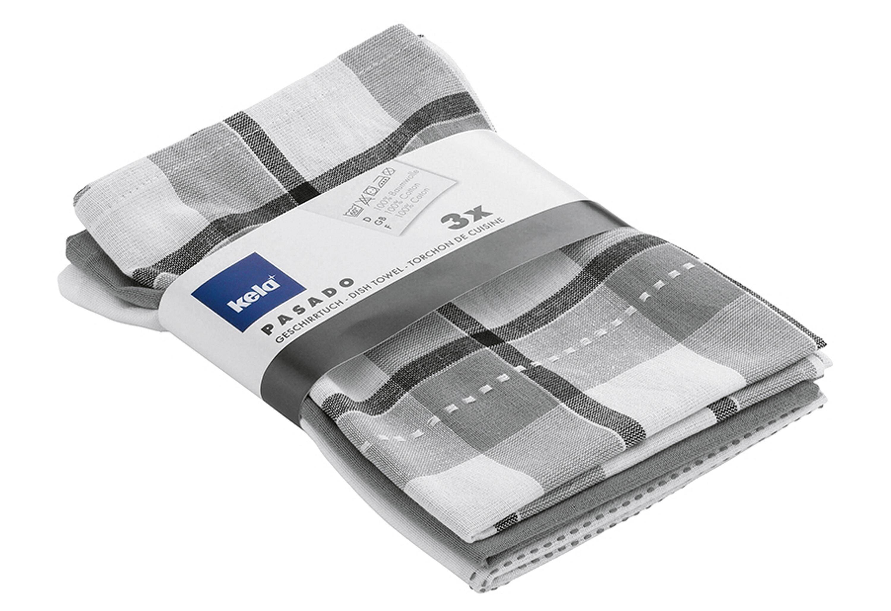 Kela Geschirrtuch Pasado 100Baumwolle grau 3tlg 65x45cm Geschirrtuch PASADO im-1