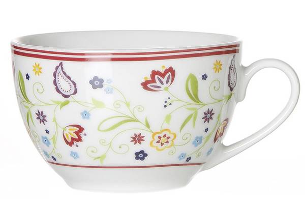 Kaffeetasse 'Shanti Doppio' 200ml, Porzellan, weiß mit Paisley-Muster (1