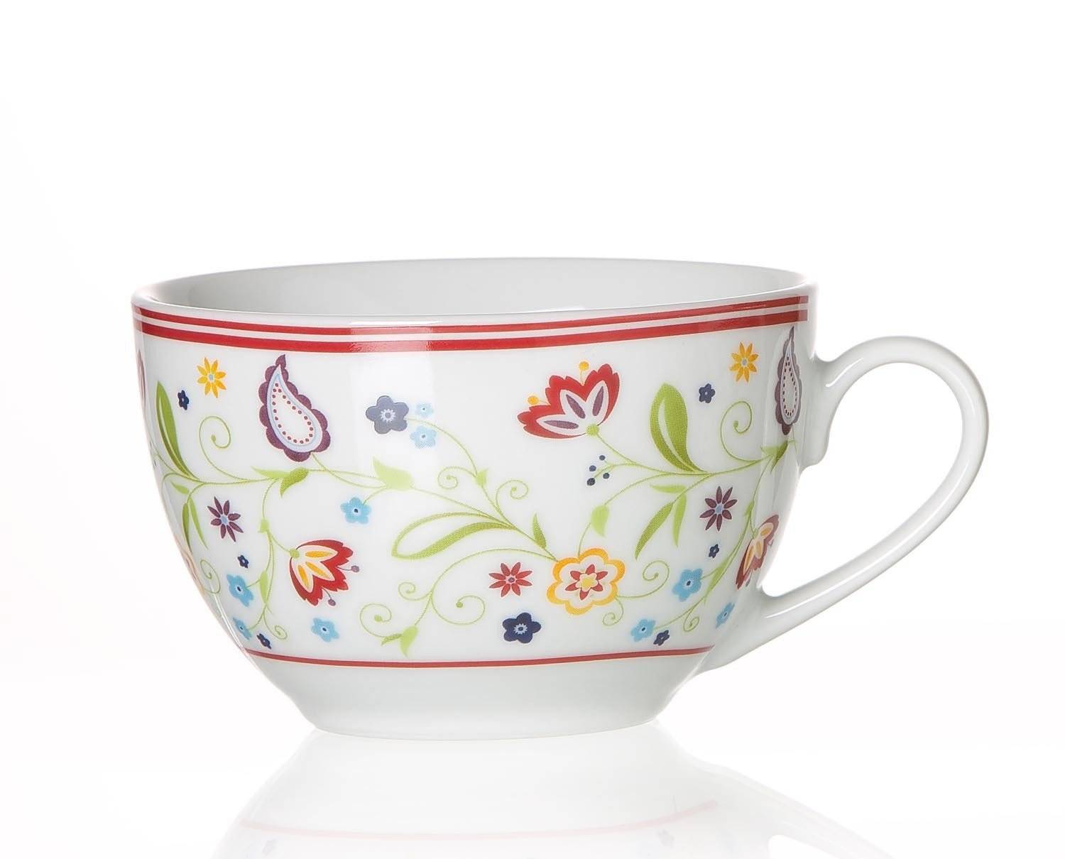 Symbolbild für Kaffeetasse 'Shanti Doppio' 200ml, Porzellan, weiß mit Paisley-Muster (1