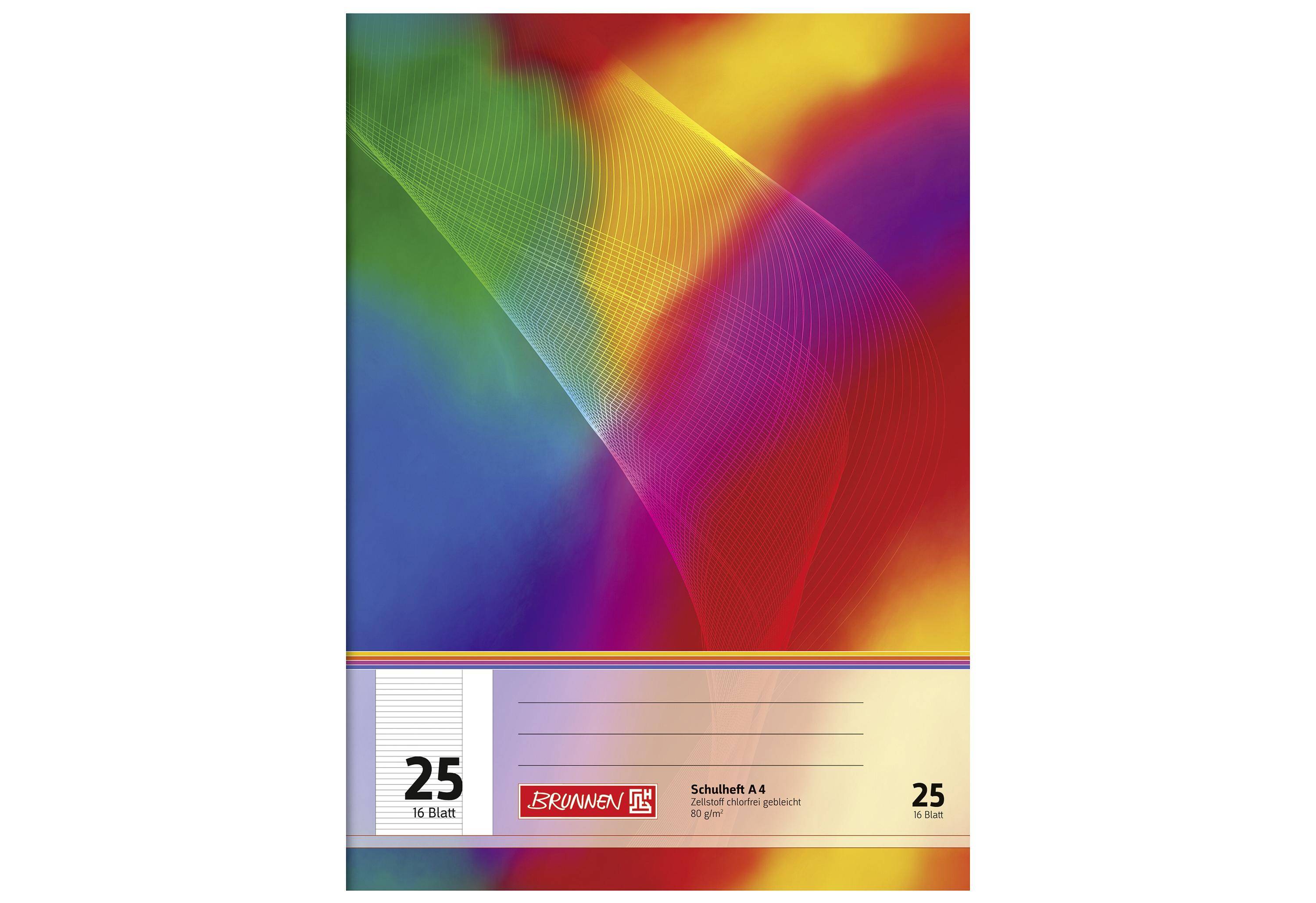 Schulheft, A4, liniert, 30-linig, 25, 16 Blatt, Brunnen-Design-1