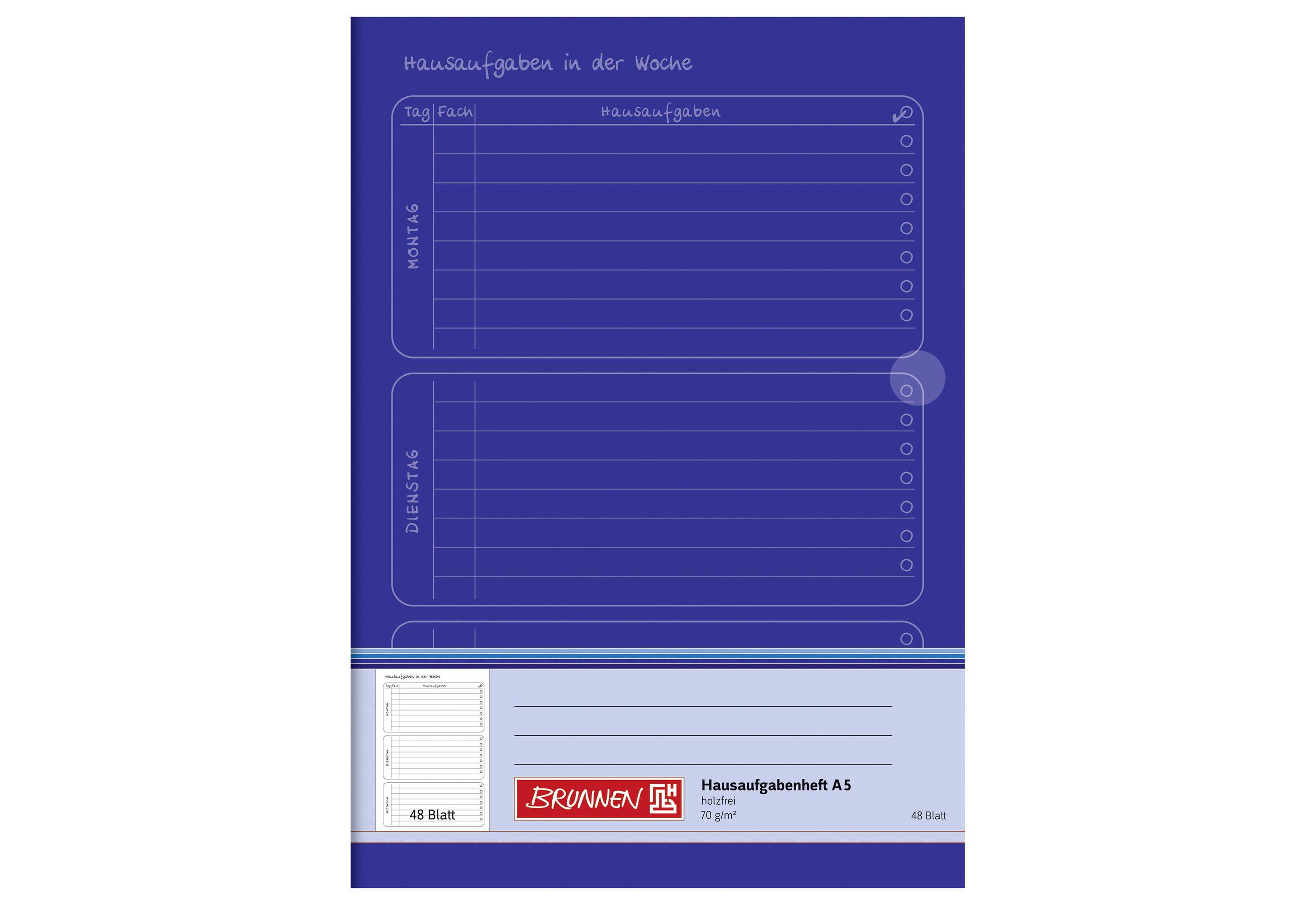 Schulheft Aufgabenheft, A5, liniert, Tageseinteilung, 48 Blatt, 3 Motive sortier-1