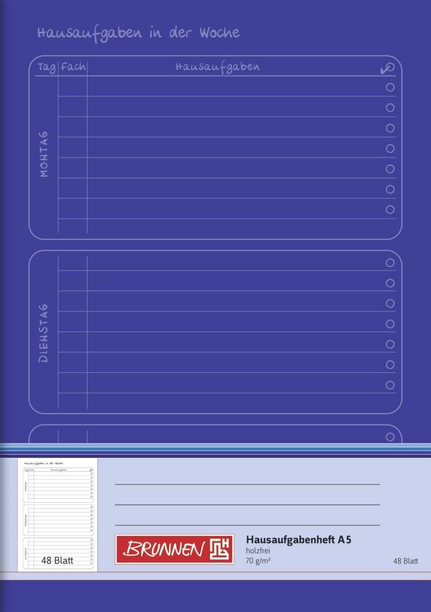 Schulheft Aufgabenheft, A5, liniert, Tageseinteilung, 48 Blatt, 3 Motive sortier-0