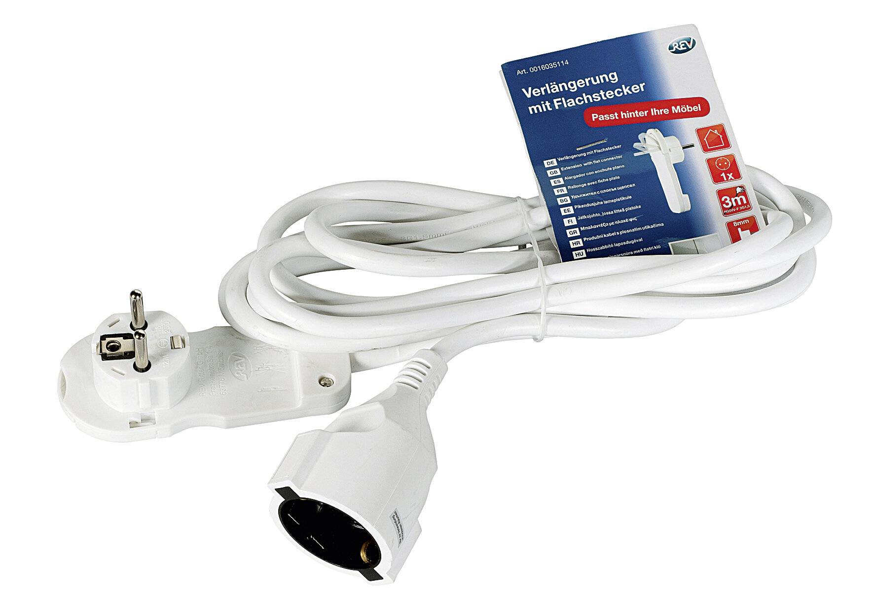 REV 0016035114 Smart, Flachstecker Verlängerung - Flachstecker 8mm, 3m, max.-0