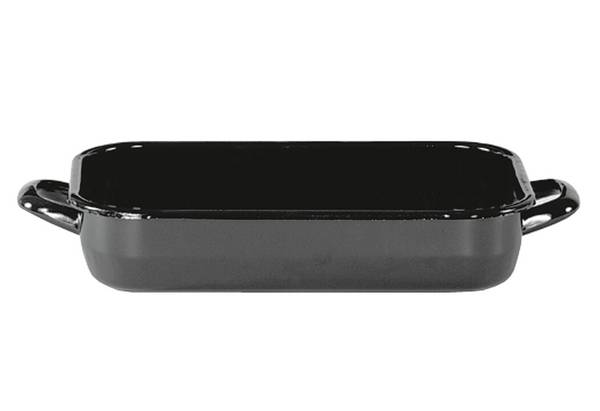 Krüger 220422 Emaillierte, Stahl, Vierkantpfanne, Schwarz, 36 x 22 x 7
