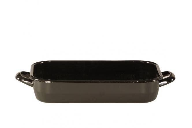 Krüger 220422 Emaillierte, Stahl, Vierkantpfanne, Schwarz, 36 x 22 x 7-1