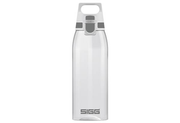 SIGG Total Color Transparent Trinkflasche (1 L), schadstofffreie und auslaufsichere