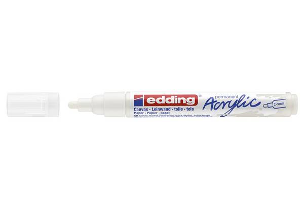 edding 5100 Acrylmarker medium - weiß - 1 Acrylstift wasserfest - mittlere Rundspitze 2-3 mm -