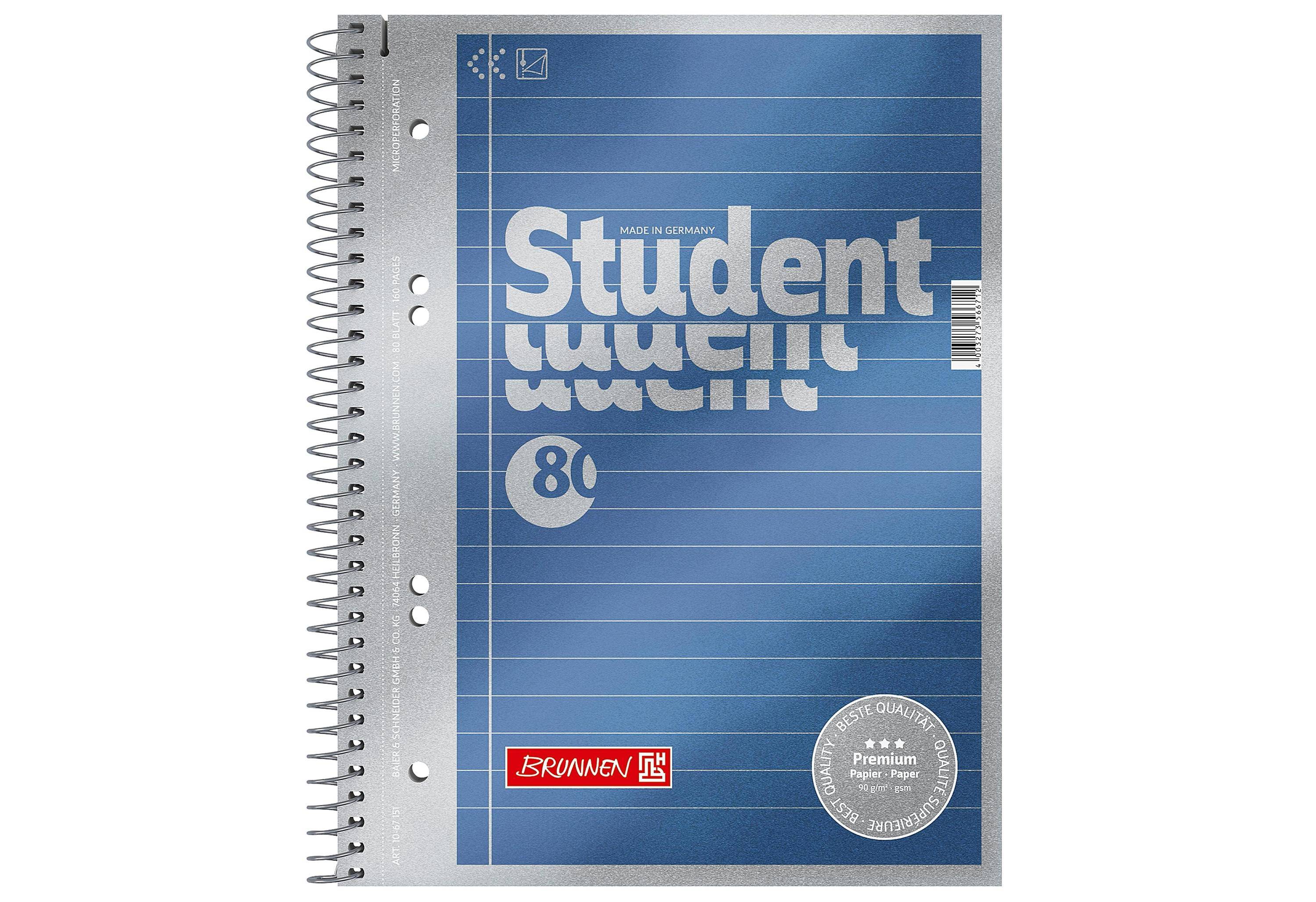 Brunnen 1067151 Notizblock / Collegeblock Student Premium (Veredeltes DeckBlatt