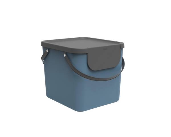 Rotho Albula Mülltrennungssystem 40l für die Küche, Kunststoff (PP) BPA-frei, blau/anthrazit,