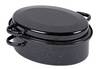 KARL KRÜGER Gänsebräter oval 4,5 l Ø34cm emailliert schwarz/weiß gesprenkelt