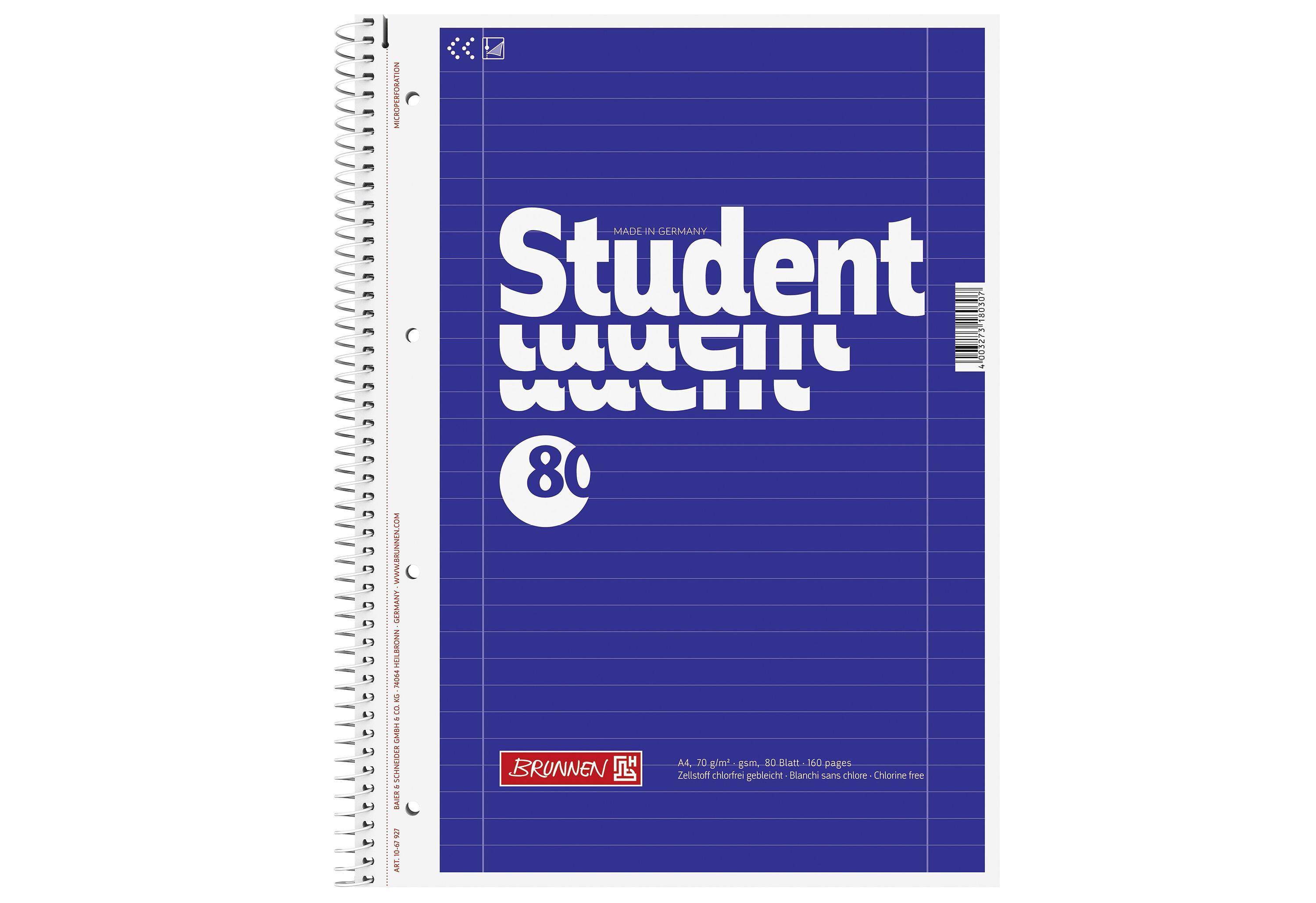 Brunnen Collegeblöcke Student A4 Lineatur 27, 80-0