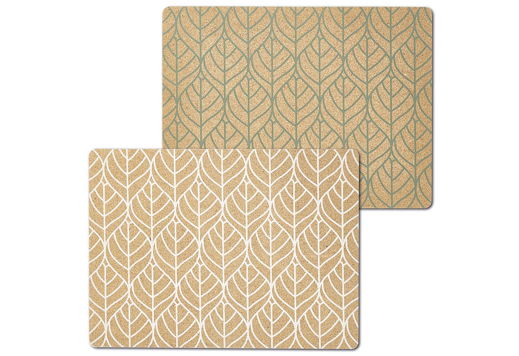 Zeller 01423 Platzset 'Graphic Leave', Kork, salbeigrün, ca. 40 x 30-2