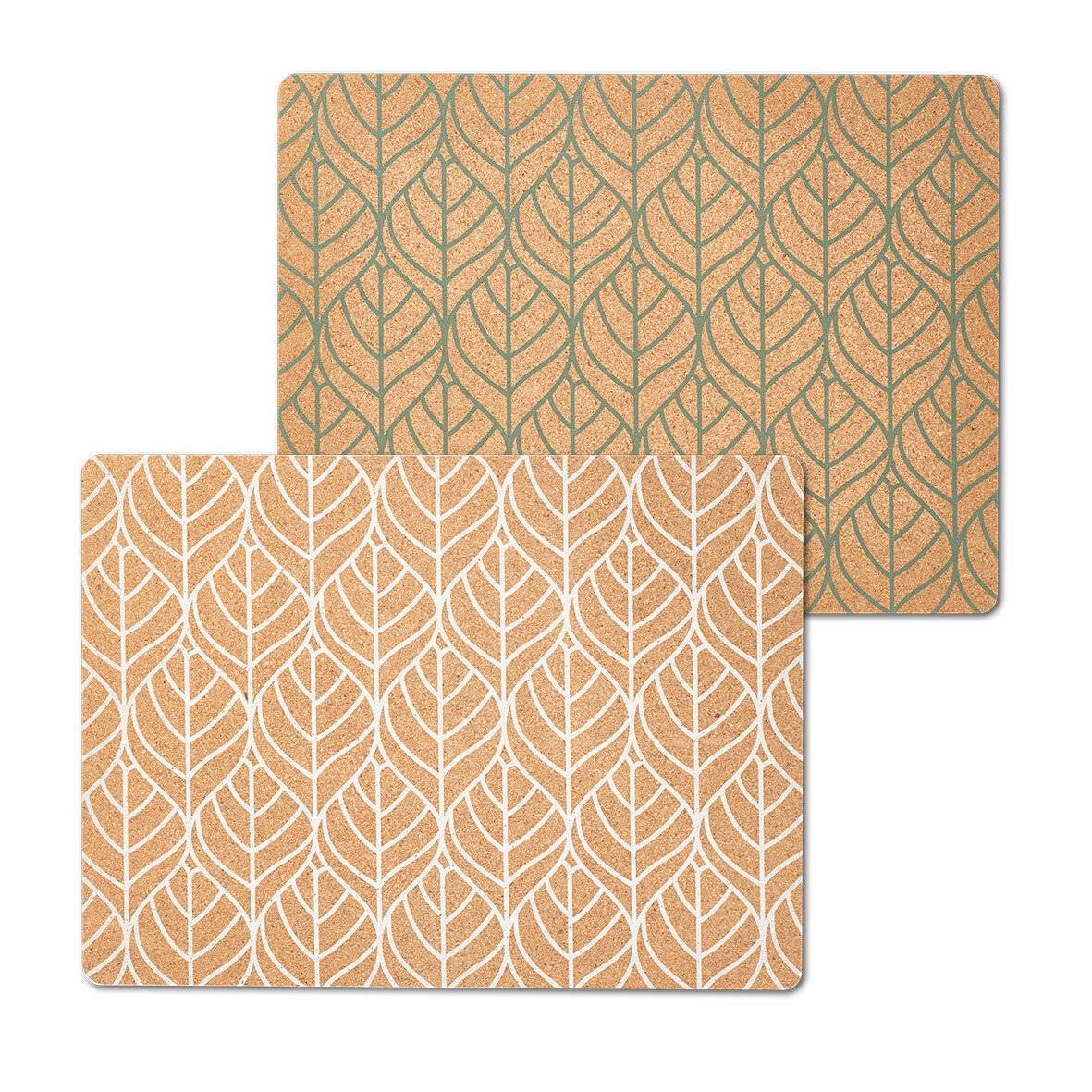 Zeller 01423 Platzset 'Graphic Leave', Kork, salbeigrün, ca. 40 x 30-4