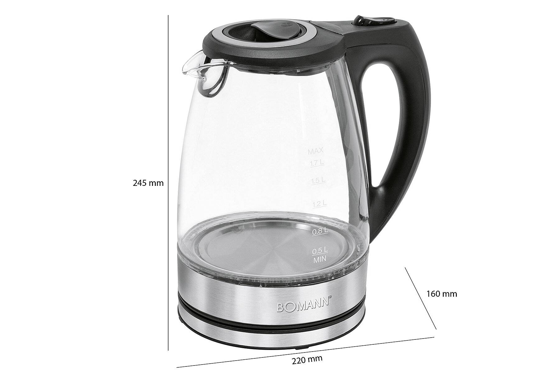 Bomann Glas-Wasserkocher WKS 6032 G CB, 1,7 Liter Füllmenge,-2