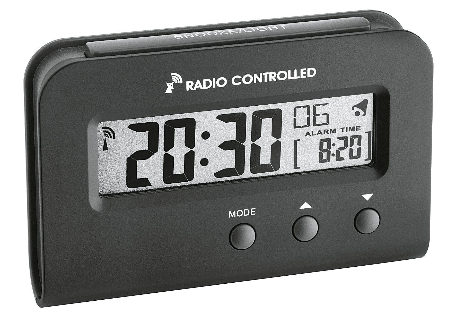 TFA Dostmann Digitaler Funk-Wecker, 60.2513.01, mit Wochentag und Datum, Weckalarm mit Snooze,-1