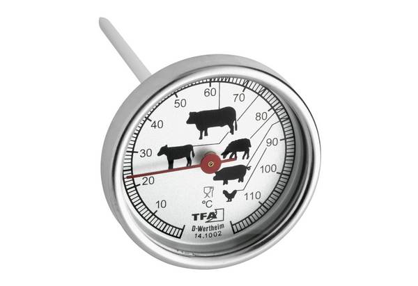 TFA Dostmann Analoges Bratenthermometer, 14.1002.60.90, aus Edelstahl, Fleischthermometer,