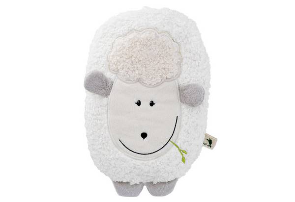 HUGO FROSCH Wärmflasche Lamm Flauschbezug m. Klettverschluss 0,8l weiß