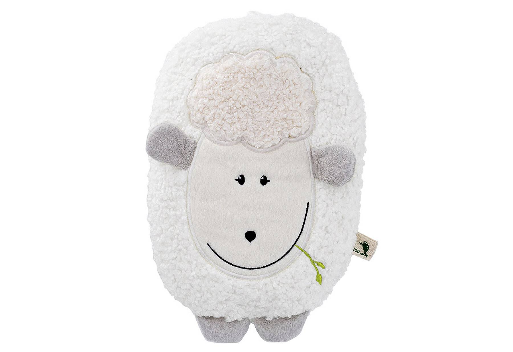 HUGO FROSCH Wärmflasche Lamm Flauschbezug m. Klettverschluss 0,8l weiß-0