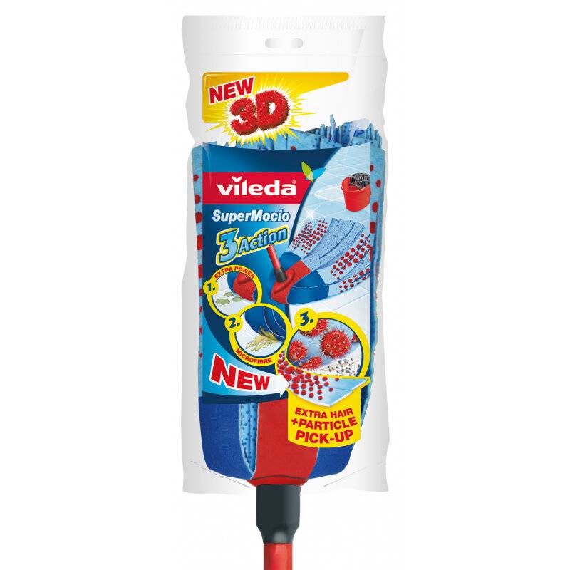 Vileda SuperMocio 3Action XL Wischmop mit Stiel – mit extra breiten-1