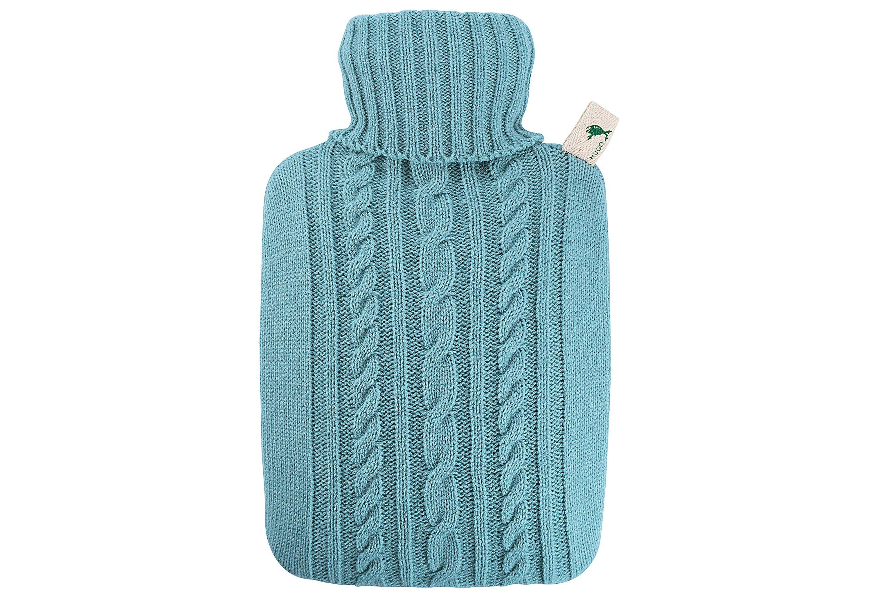 HUGO FROSCH Wärmflasche Klassik 1,8l Strickbezug pastell-blau-0