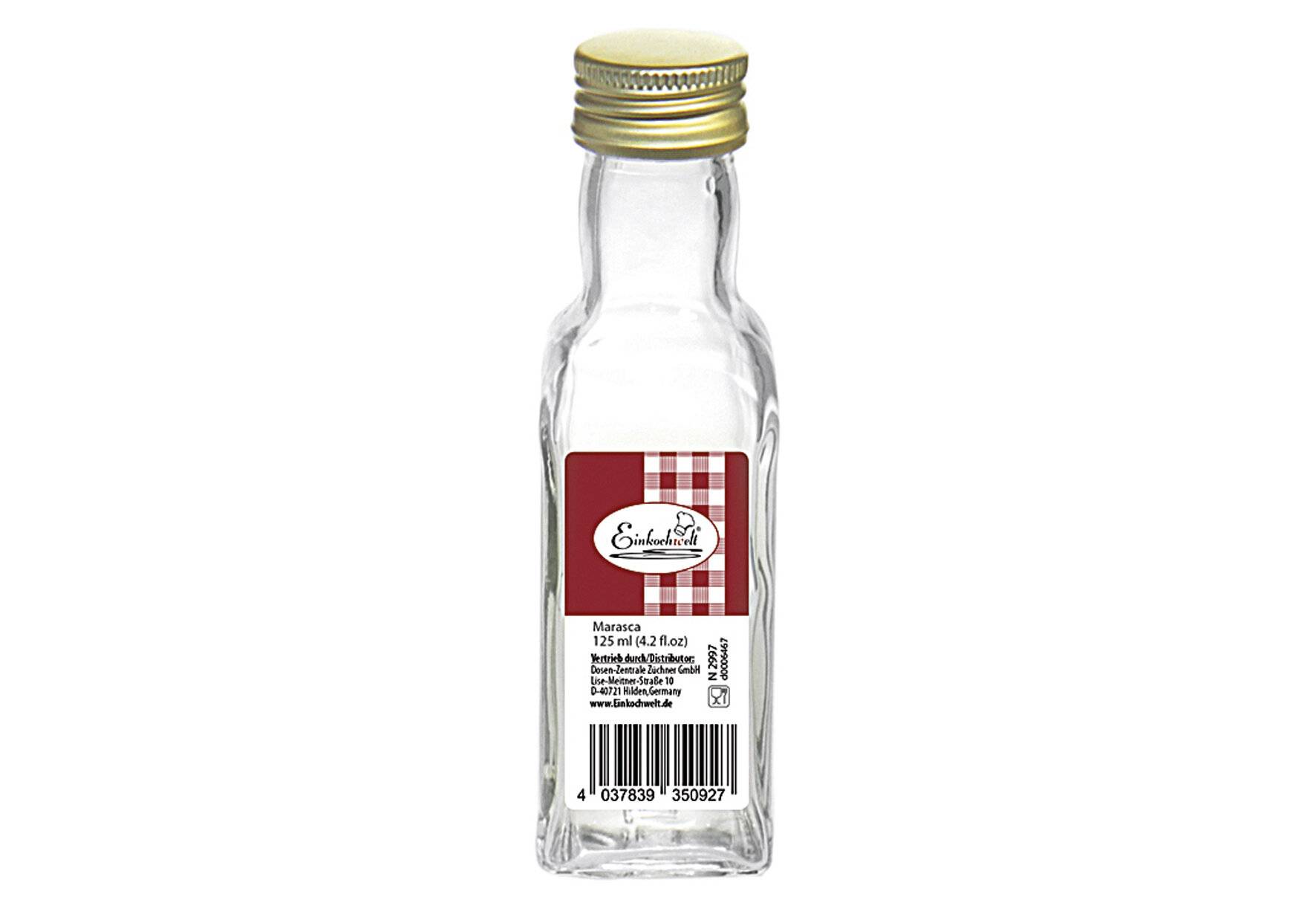 DOSEN-ZENTRALE Gradhalsflasche Marasca Einkochwelt 125 ml mit 31,5mm PP-Verschluss