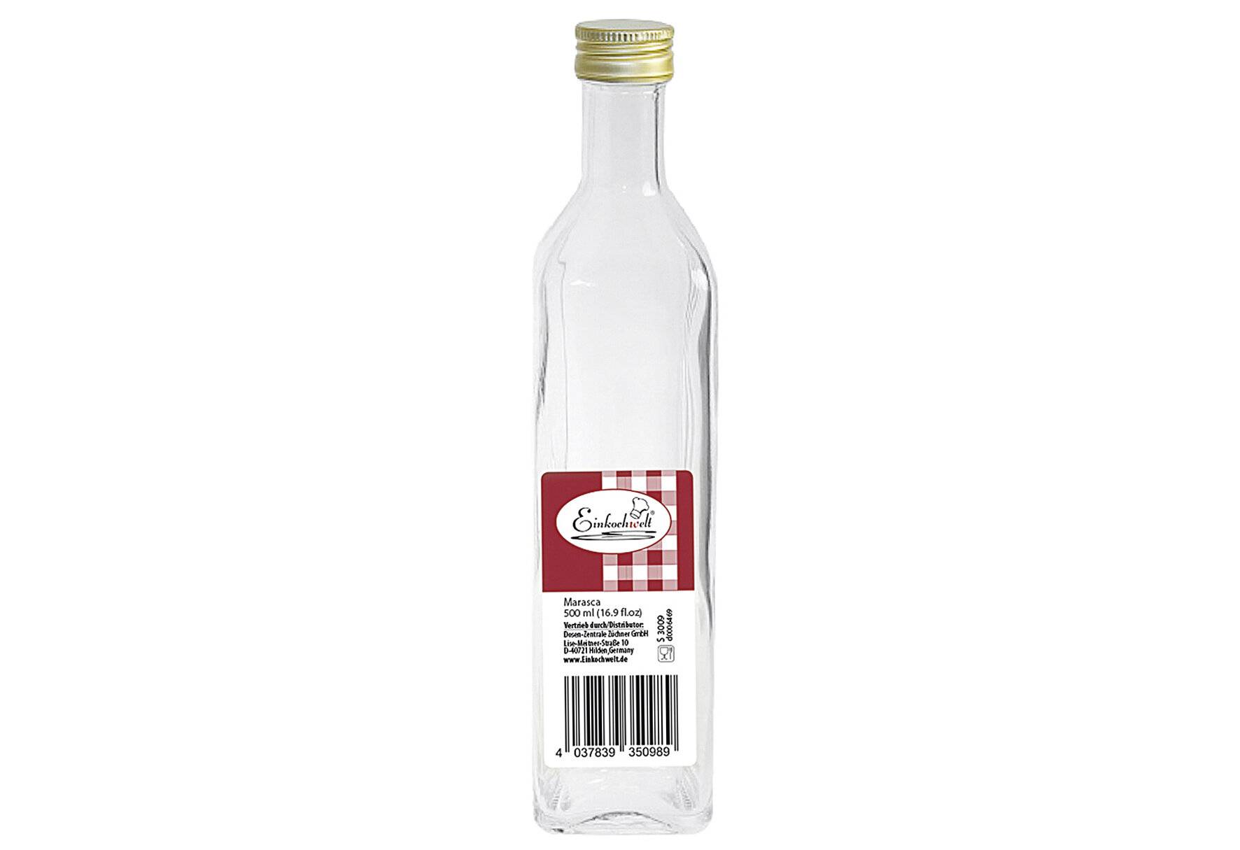 DOSEN-ZENTRALE Flasche Marasca Einkochwelt 500 ml mit 31,5mm PP-Verschluss-0