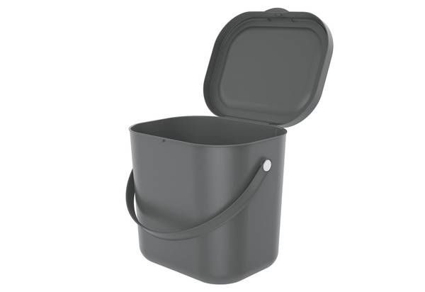 Rotho Albula Biomülleimer 6l mit Deckel für die Küche, Kunststoff (PP) BPA-frei, anthrazit, 6l