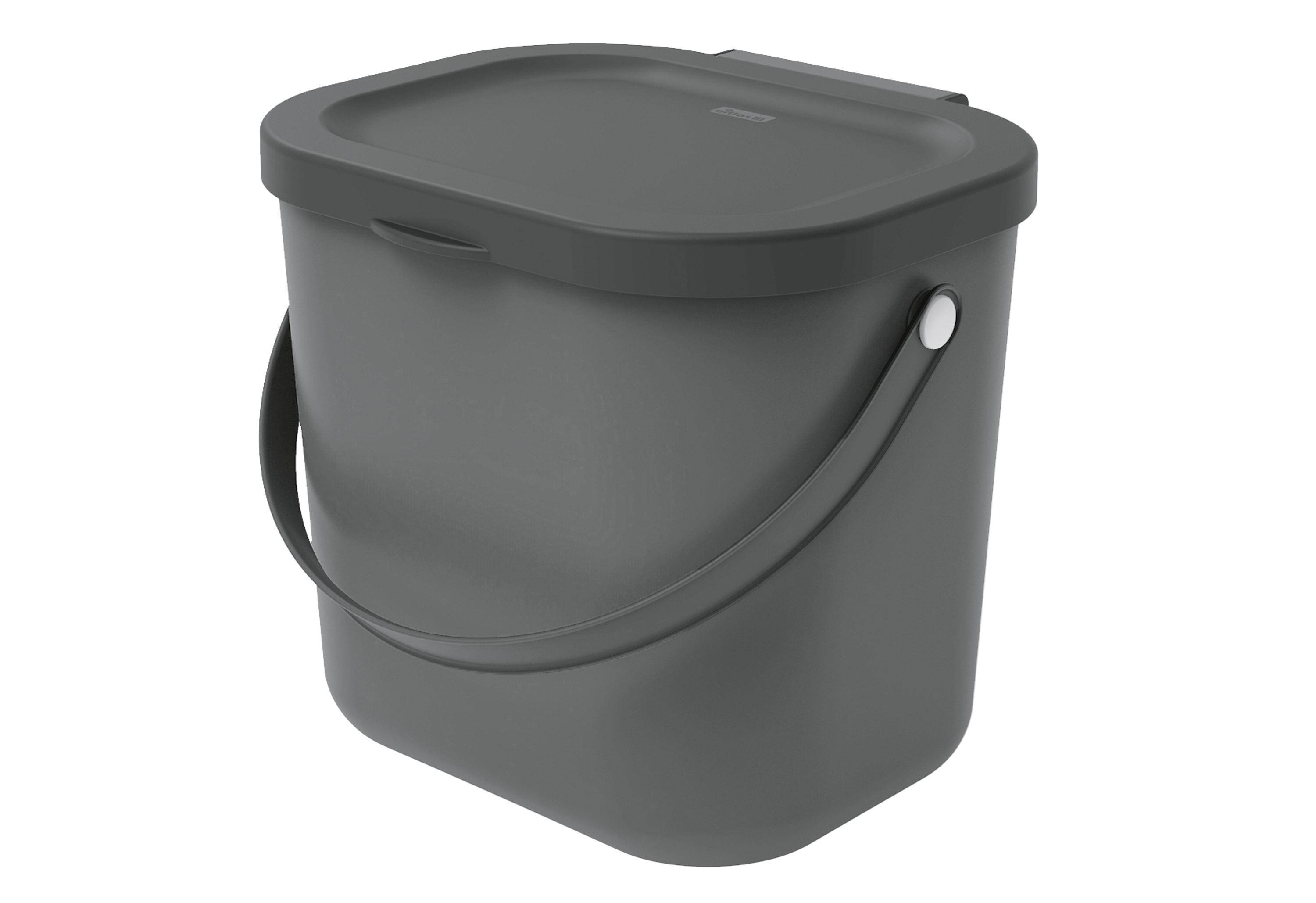 Rotho Albula Biomülleimer 6l mit Deckel für die Küche, Kunststoff (PP) BPA-frei, anthrazit, 6l-1