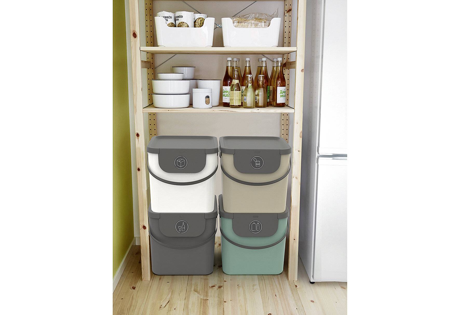 Rotho Albula Mülltrennungssystem 40l für die Küche, Kunststoff (PP) BPA-frei,-1