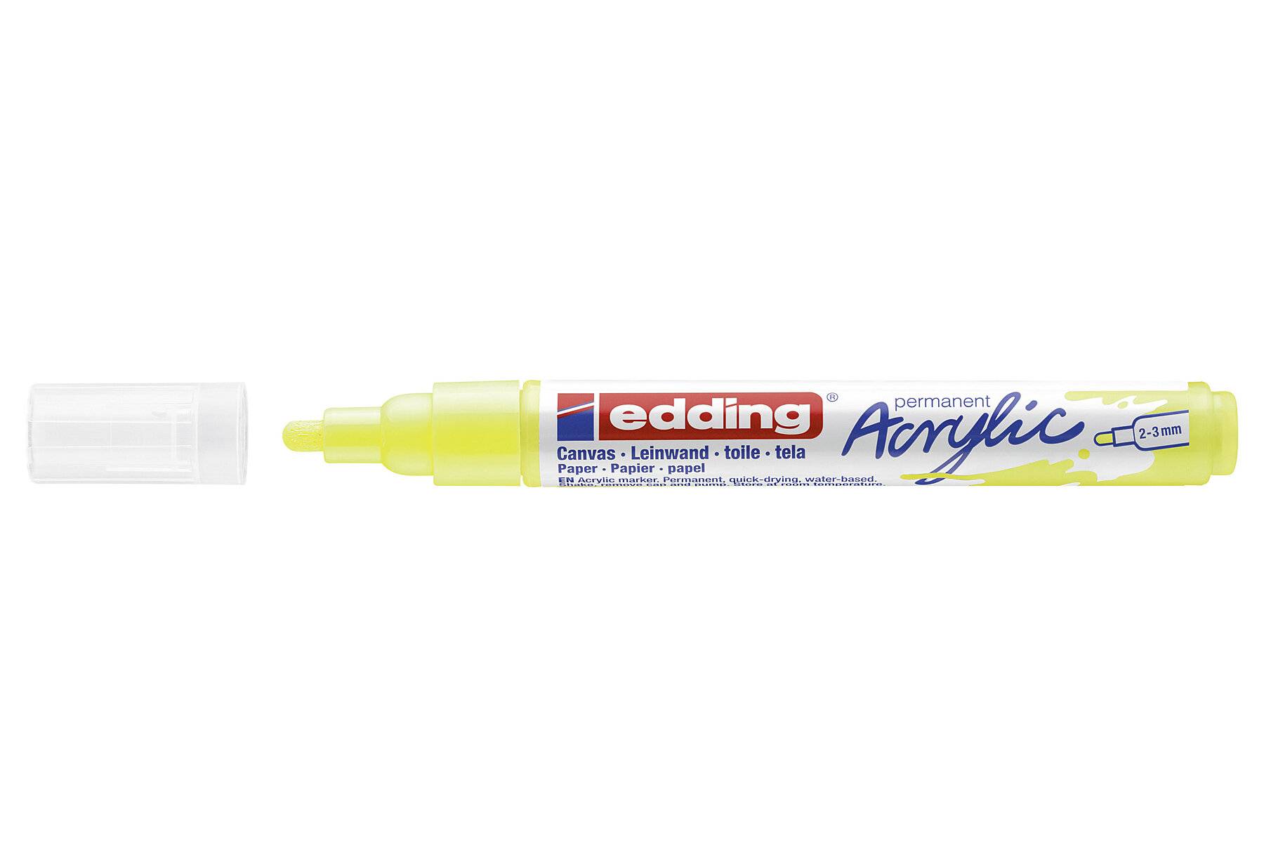 edding 5100 Acrylmarker medium - neon-gelb - 1 Acrylstift wasserfest - mittlere Rundspitze 2-3-0