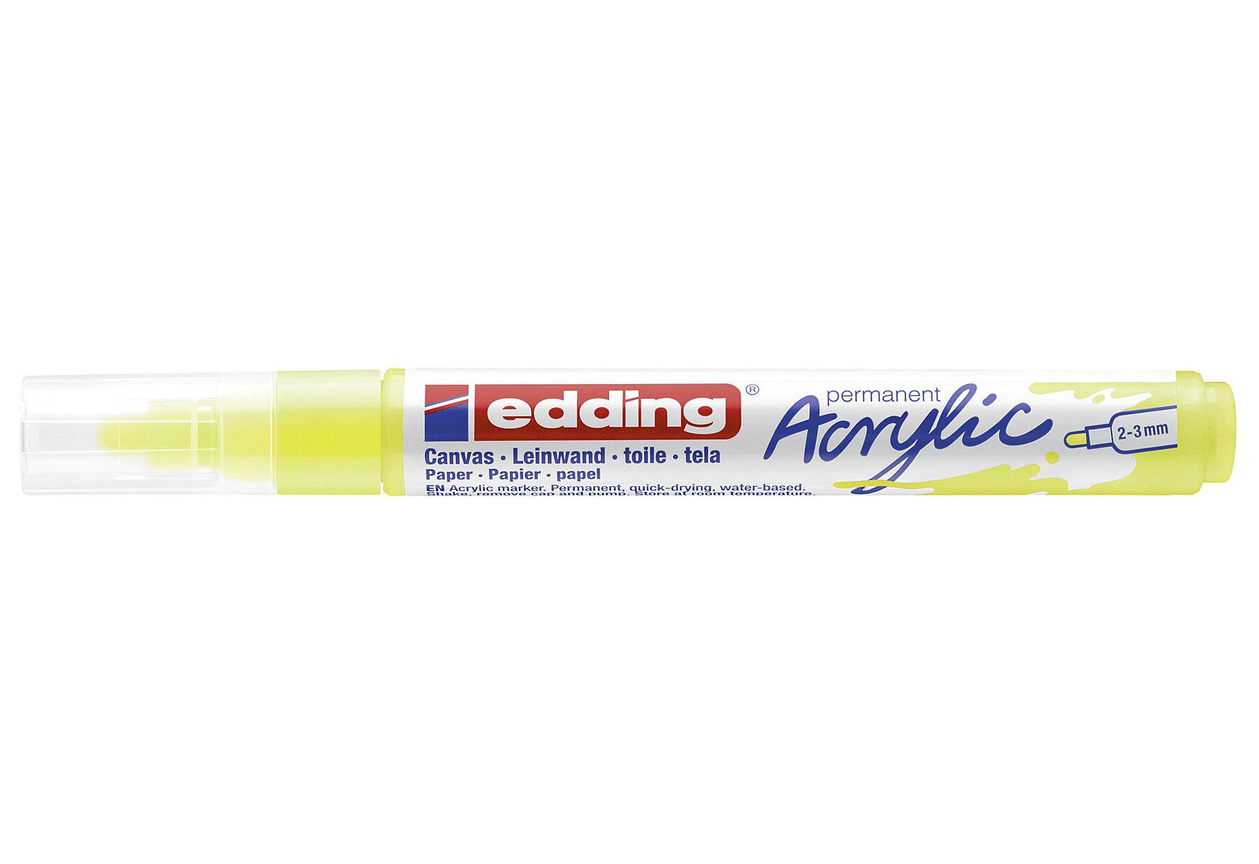 edding 5100 Acrylmarker medium - neon-gelb - 1 Acrylstift wasserfest - mittlere Rundspitze 2-3-1