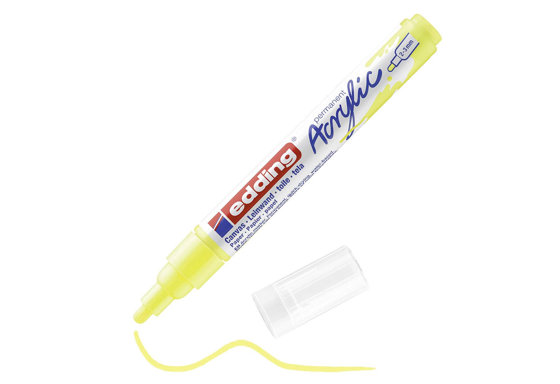 edding 5100 Acrylmarker medium - neon-gelb - 1 Acrylstift wasserfest - mittlere Rundspitze 2-3-2