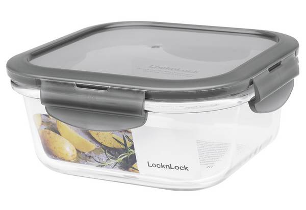 LocknLock Oven Glass Glas Frischhaltedose mit Deckel 750ml, 155 x 155 x 69mm, Viereckig,
