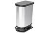 Rotho Paso Mülleimer 50l mit Deckel, Kunststoff (PP) BPA-frei, silber metallic, 50l (44,0 x